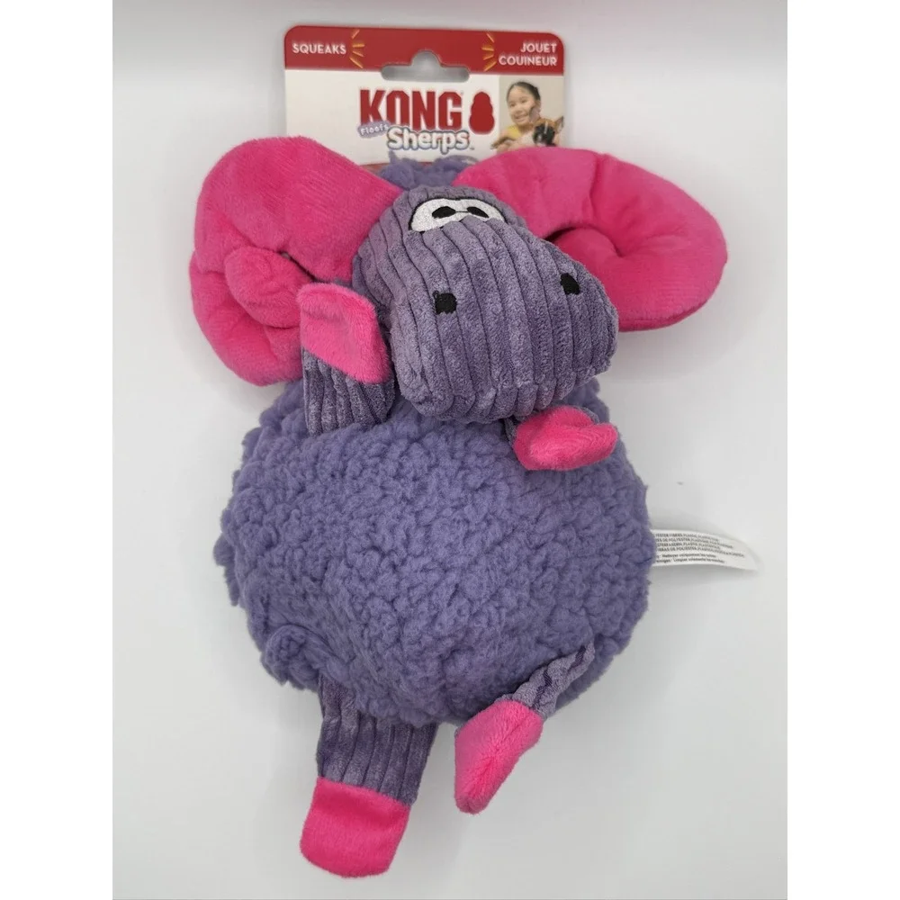 KONG Floofs Sherps Dog Toy Big Horn Squeaky Plush Medium Purple Pink RSPF21